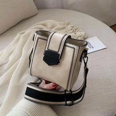 Women's PU Leather Shoulder Bag Retro Messenger Bucket Bag