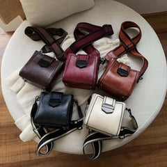 Women's PU Leather Shoulder Bag Retro Messenger Bucket Bag