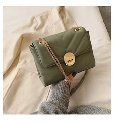 Women's PU Leather Messenger Bag Chain Shoulder Bag