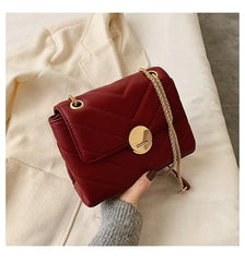 Women's PU Leather Messenger Bag Chain Shoulder Bag