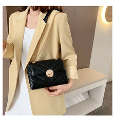 Women's PU Leather Messenger Bag Chain Shoulder Bag