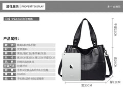 Women's PU Leather Tote Bag Solid Stitching Shoulder Messenger Bag