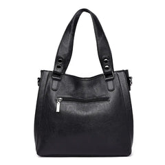 Women's PU Leather Tote Bag Solid Stitching Shoulder Messenger Bag