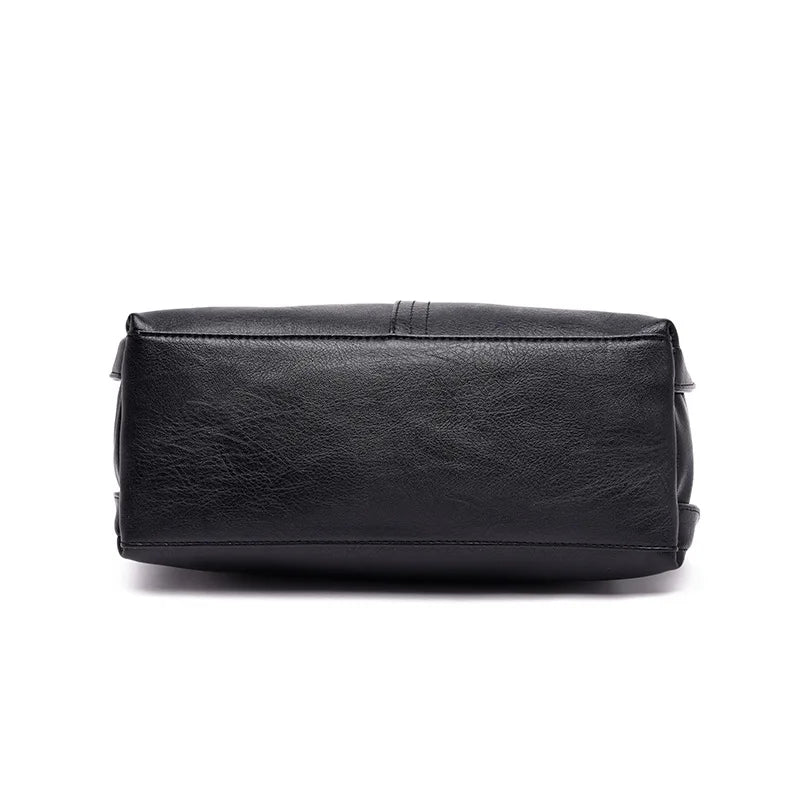 Women's PU Leather Tote Bag Solid Stitching Shoulder Messenger Bag