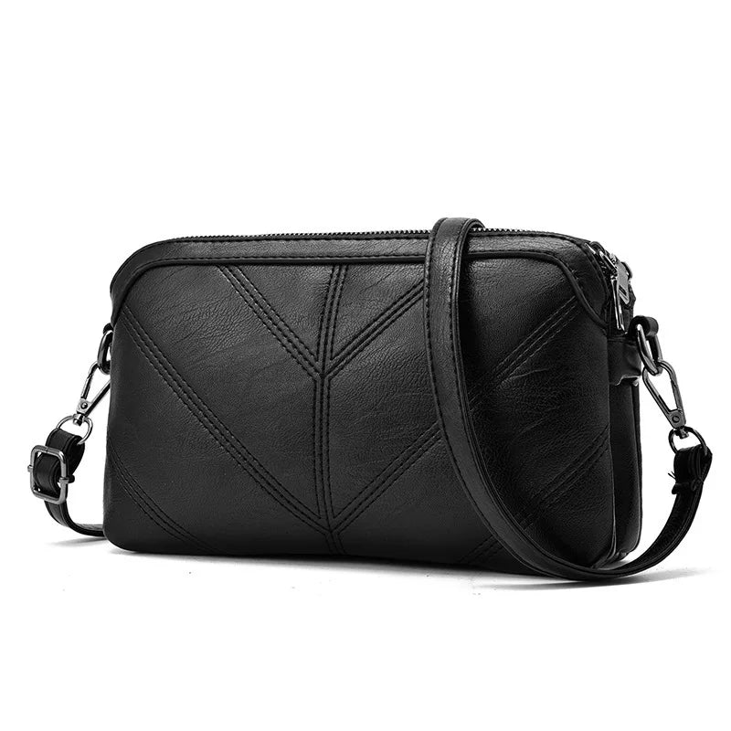 Women's PU Leather Shoulder Bag with Leaf Texture Detail