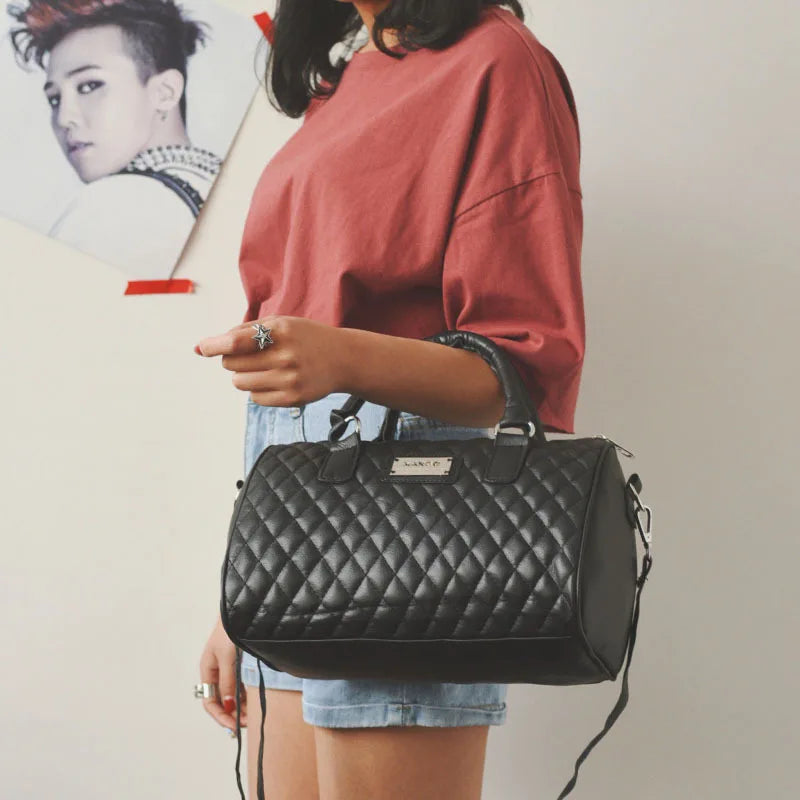 Women's Bag PU Leather Messenger Handbag Diamond Check Shoulder