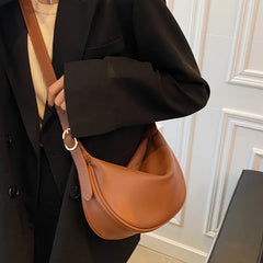 Women's Retro Solid PU Shoulder Bag Dumpling Bag