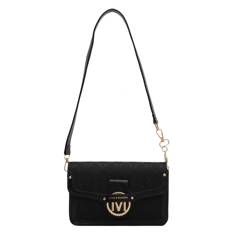 Retro Letter PU Leather Shoulder Bag Women Hobos Handbags