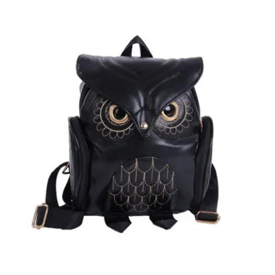 Women's PU Leather Owl Backpack Cartoon Casual Travel School Shoulder Bag
