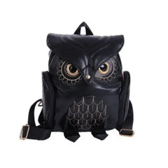 Women's PU Leather Owl Backpack Cartoon Casual Travel School Shoulder Bag