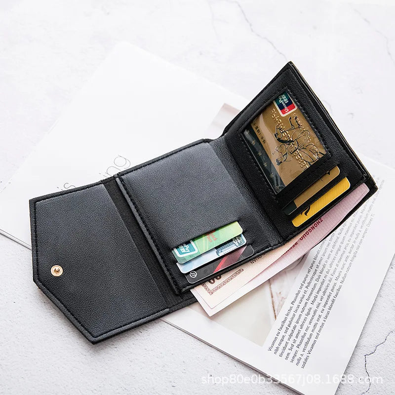Women's Triple Fold Wallet Pu Leather Heart Handbag Red Mini Wallet