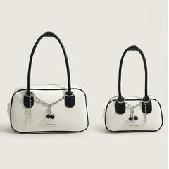 Women's Vintage Shoulder Bag Chain Cherry Pendant Handbag Large Capacity