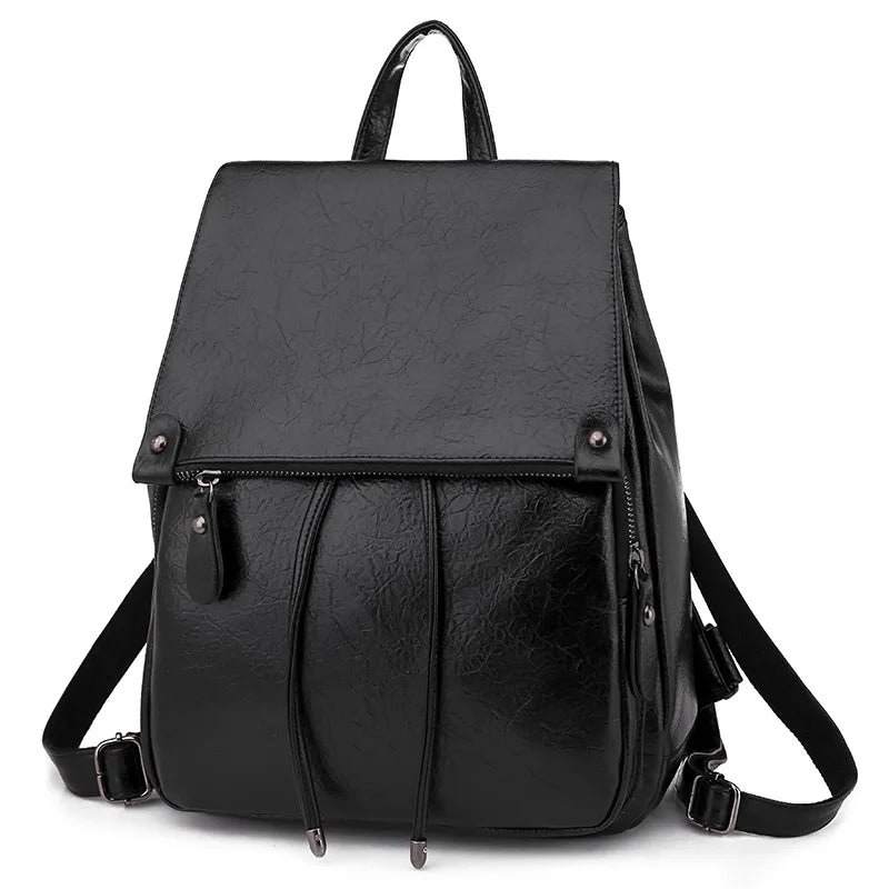 Waterproof Leather Women's Backpack Large Capacity Female Bag