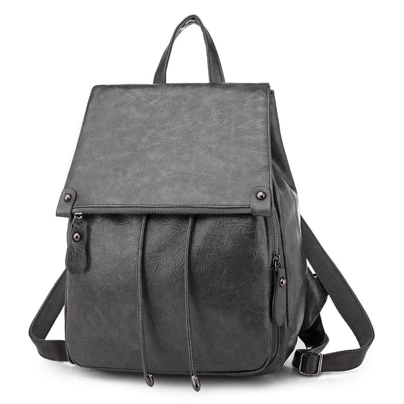 Waterproof Leather Women's Backpack Large Capacity Female Bag