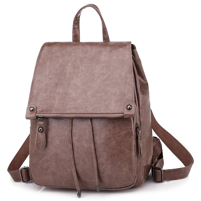 Waterproof Leather Women's Backpack Large Capacity Female Bag