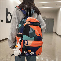 Geometry Pattern Backpack for Teenage Girls Nylon School Bag