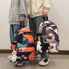 Geometry Pattern Backpack for Teenage Girls Nylon School Bag