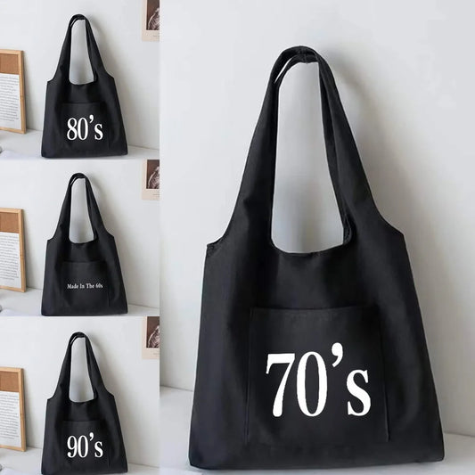 Literary Canvas Shoulder Bag Student Schoolbag Tote Eco Shopper