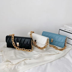 Quilted Flap Shoulder Bag Retro Handbag Metal Chain Small Purse