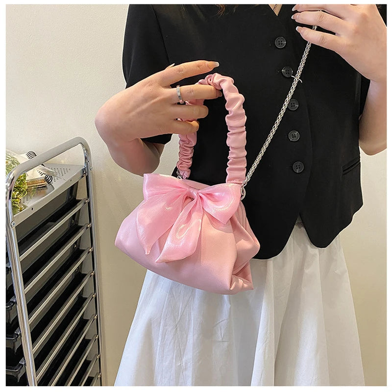 Rhinestone Bow Lipstick Bag Chain Messenger Bag