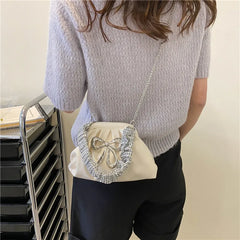 Rhinestone Bow Lipstick Bag Chain Messenger Bag