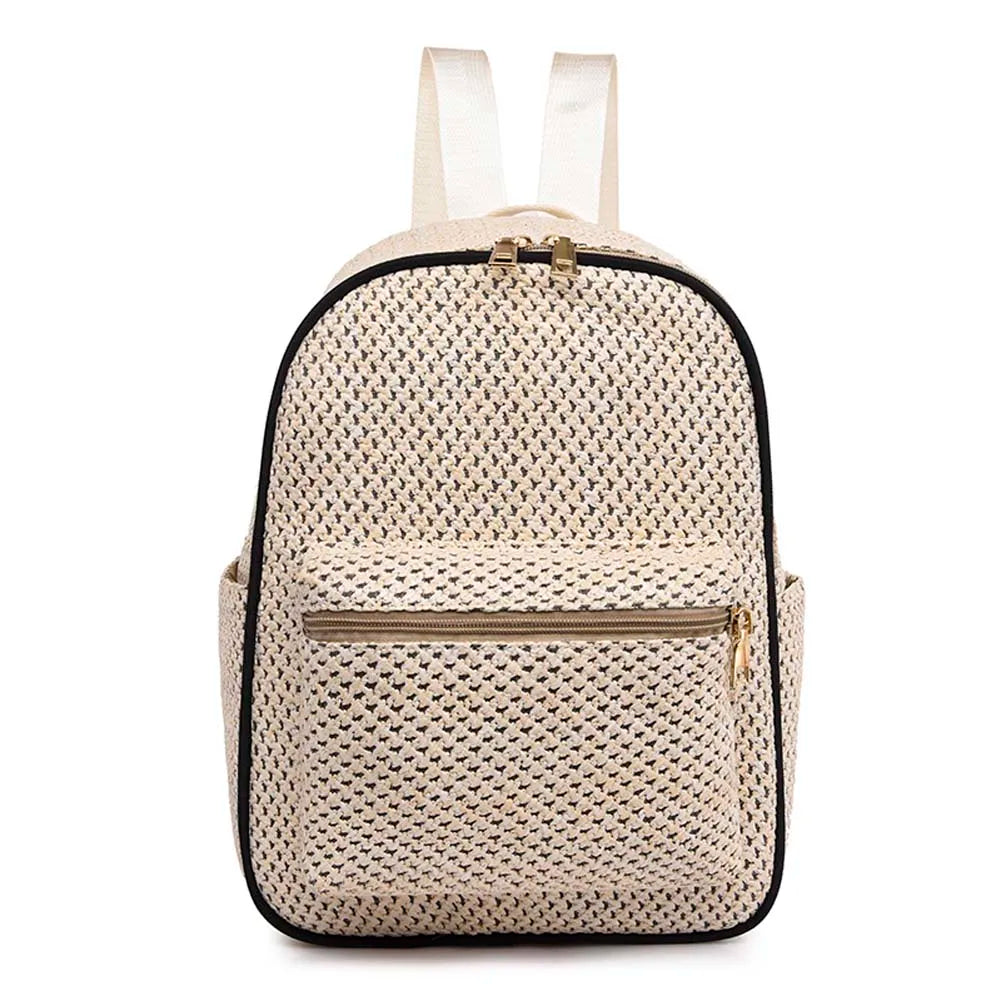 Ins Women Straw Rattan Woven Backpack Girls Summer Beach Lady Shoulder Schoolbag