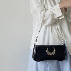 Women's Shoulder Bag Purses Moon Lock Underarm Retro Small Tote