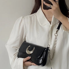 Women's Shoulder Bag Purses Moon Lock Underarm Retro Small Tote