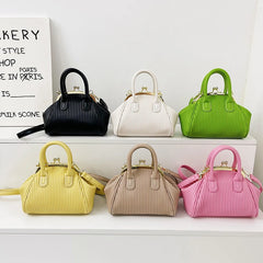 Pleated Handbag with Handle Lattice Shoulder Bag