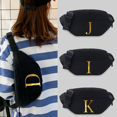 Canvas Messenger Waist Bag 26 Letter Name Pattern Fanny Pack