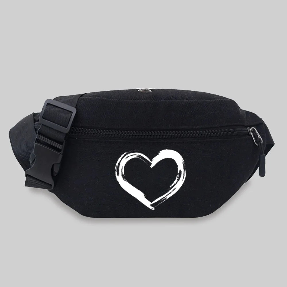 Canvas Fanny Pack Love Pattern Waist Bag