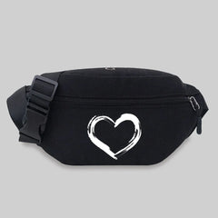 Canvas Fanny Pack Love Pattern Waist Bag