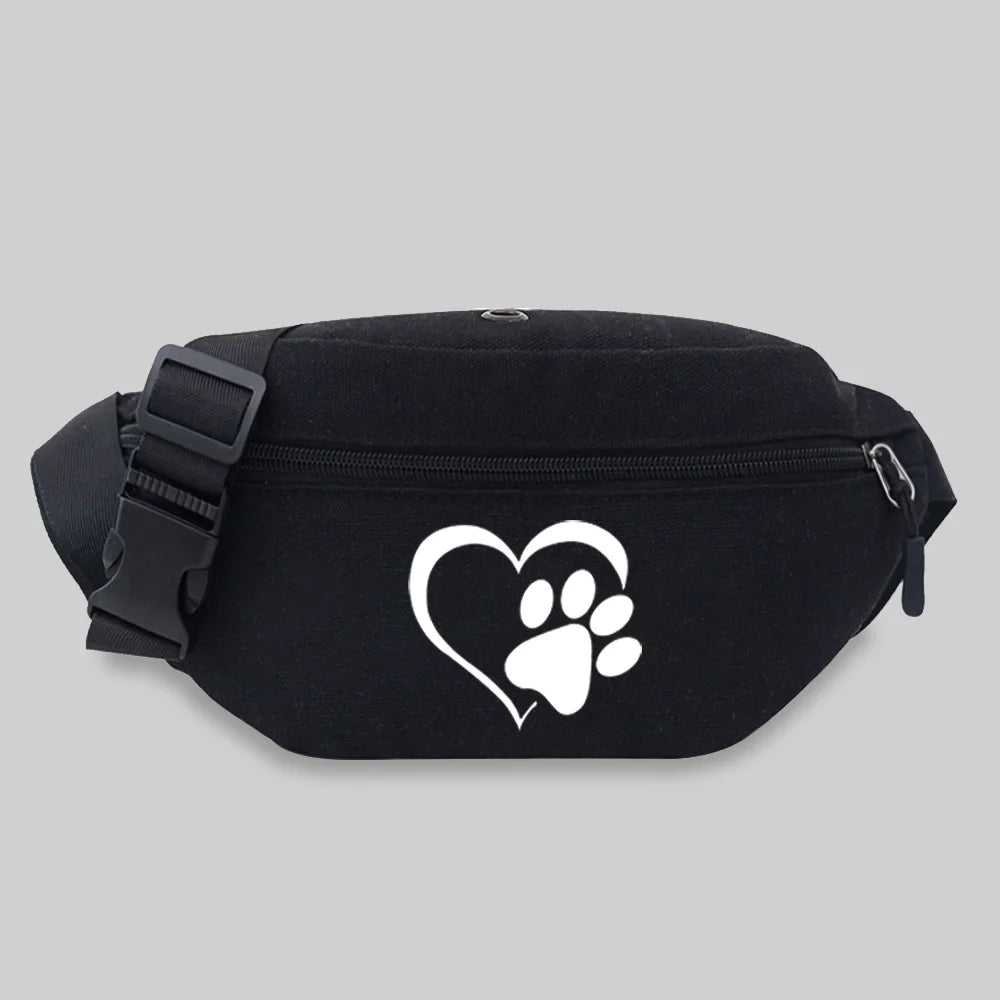 Canvas Fanny Pack Love Pattern Waist Bag