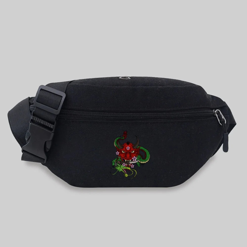 Canvas Bum Bag Monster Pattern Waist Bag Chest Bag