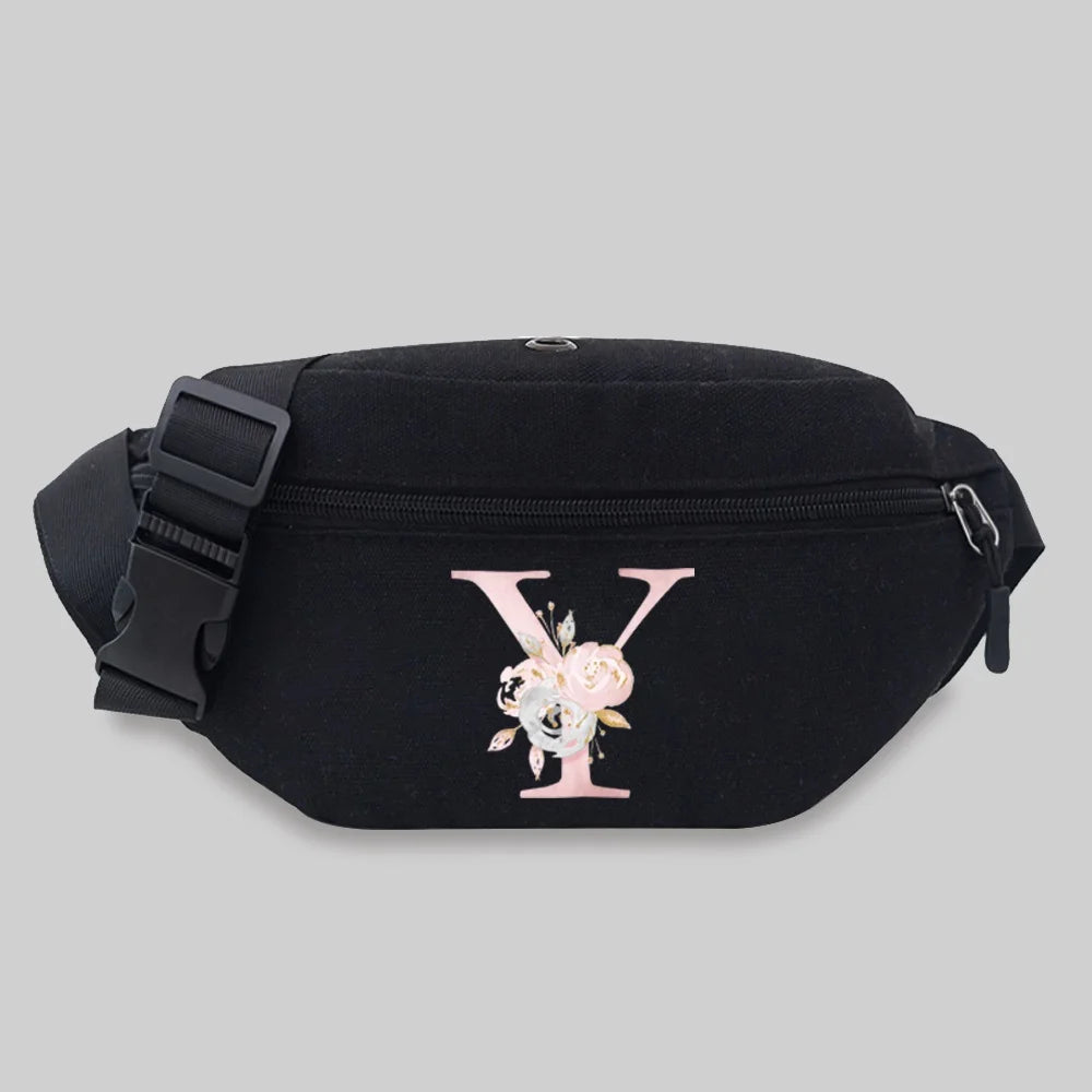 Pink Flower Bum Bag with Name Pattern