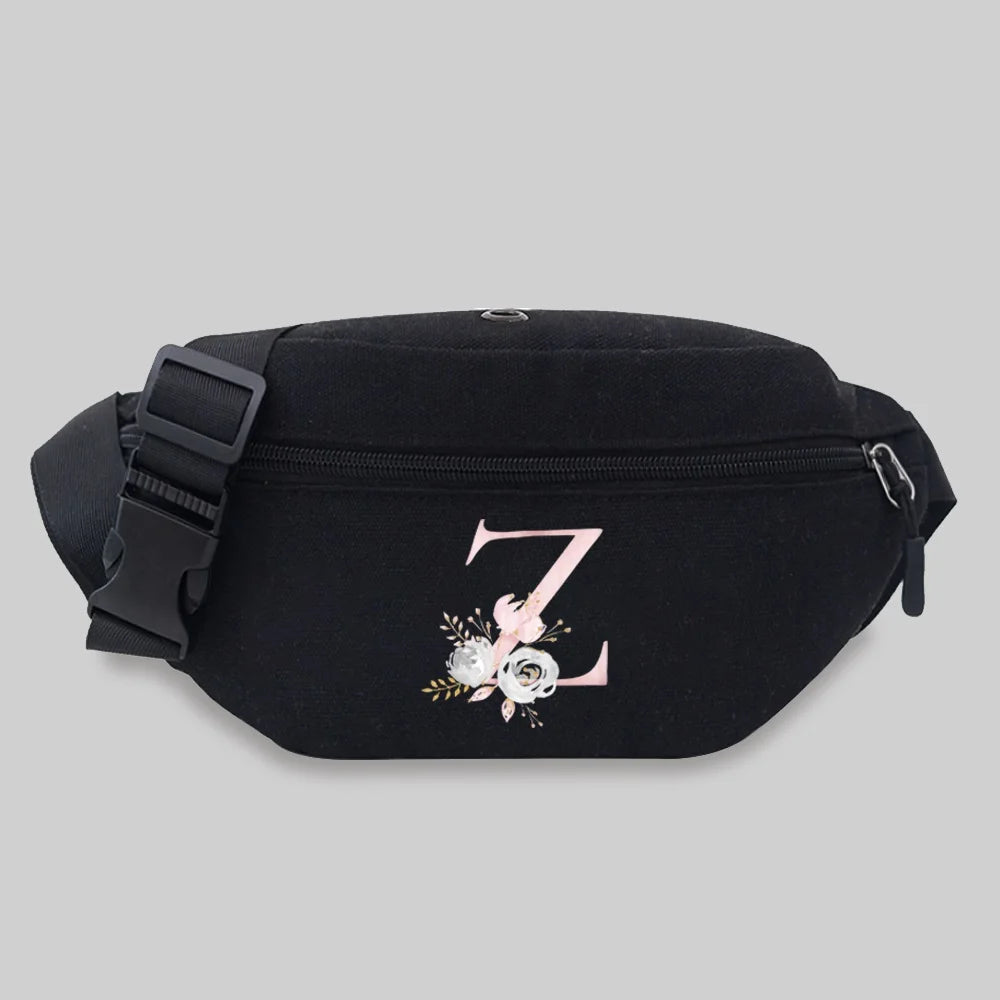Pink Flower Bum Bag with Name Pattern