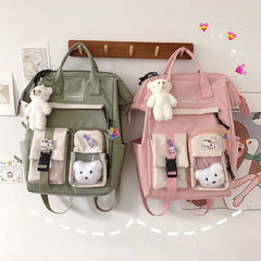 Preppy Purple Backpack Women Waterproof High School Bags