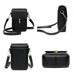 Cowhide Leather Women's Mini Messenger Bag Phone Purse Small Shoulder Bag