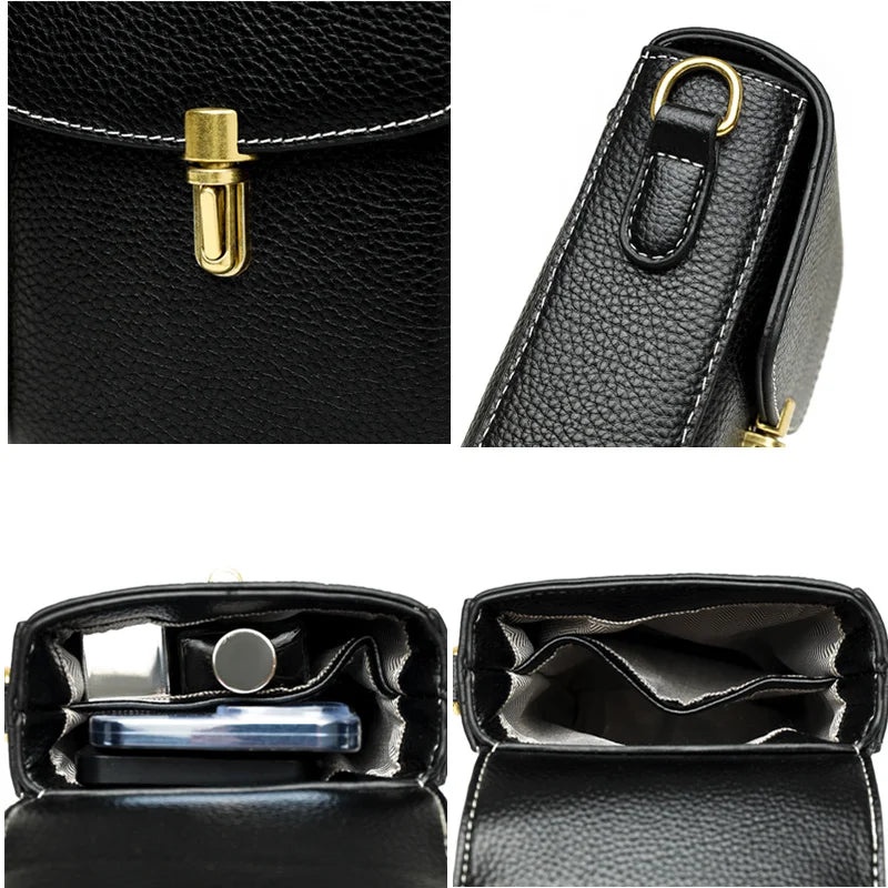 Cowhide Leather Women's Mini Messenger Bag Phone Purse Small Shoulder Bag