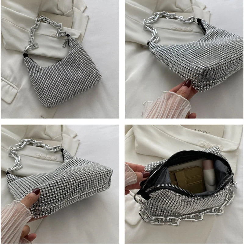 Beaded Crystal Diamonds Evening Clutch Bag