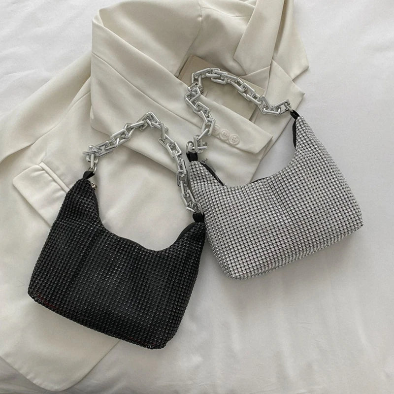 Beaded Crystal Diamonds Evening Clutch Bag