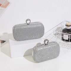 Rhinestones Women Clutch Bags Finger Rings Evening Bags Vintage Wedding Bridal