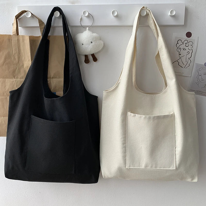 Beige Reusable Harajuku Tote Bag Large Capacity