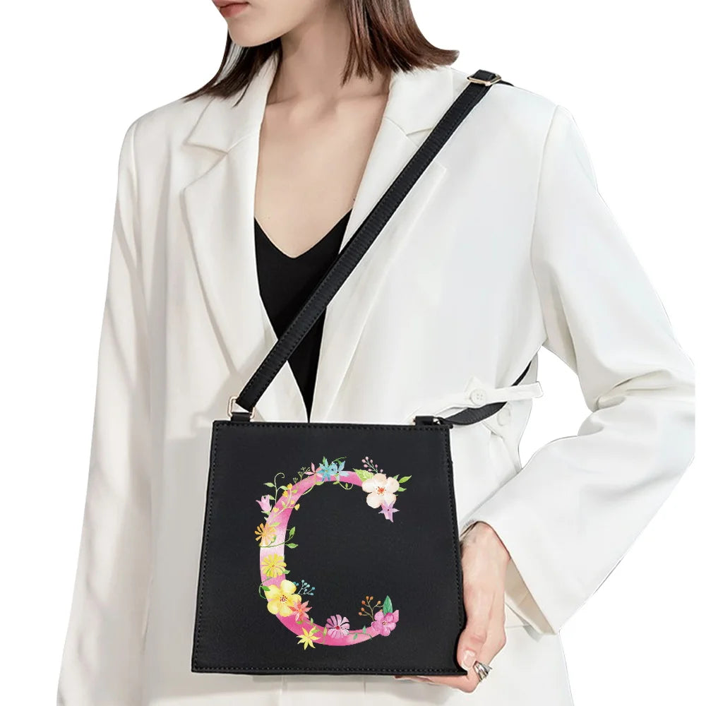 Square Initial Letter Pattern Commuter Bag