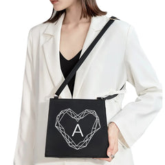 Square Bag with Initial Letter Pattern - Women's Commuter Shoulder Bag Handbag