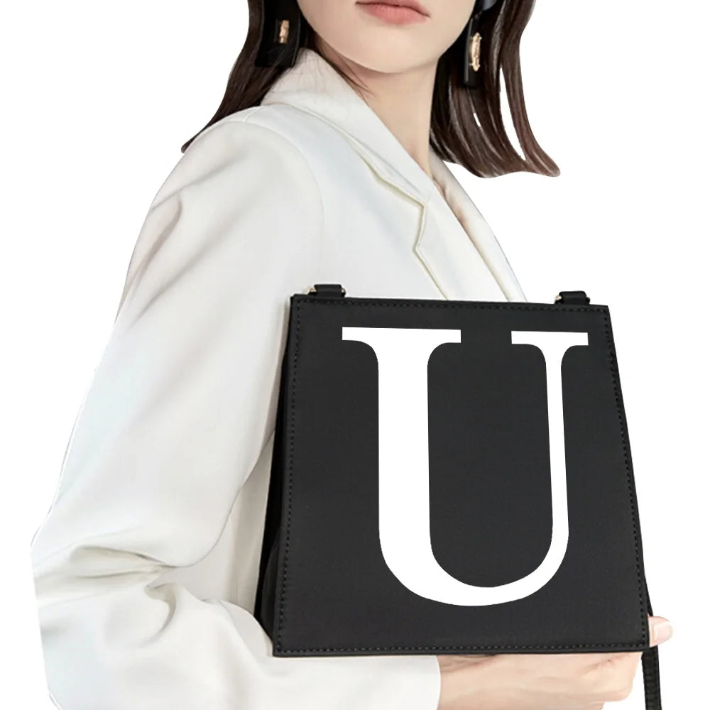 Initial Letter Pattern Print Commuter Bag Shoulder Bag Evening Bag Handbag