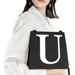 Initial Letter Pattern Print Commuter Bag Shoulder Bag Evening Bag Handbag