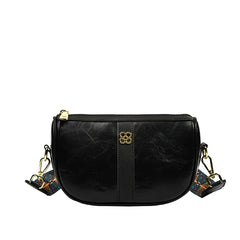Women's Leather Shoulder Bag Wide Strap Crossbody Phone Purse