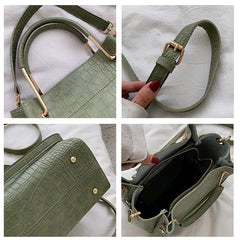 Stone Pattern PU Leather Bucket Bag Lady Handbag Totes