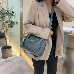 Stone Pattern PU Leather Bucket Bag Lady Handbag Totes
